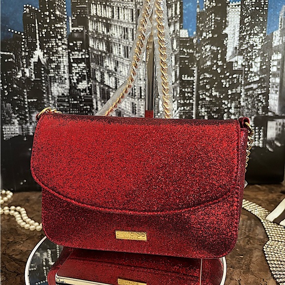 Jimmy Choo Bags Jimmy Choo Parfums Red Glitter Bag With Metal Strap